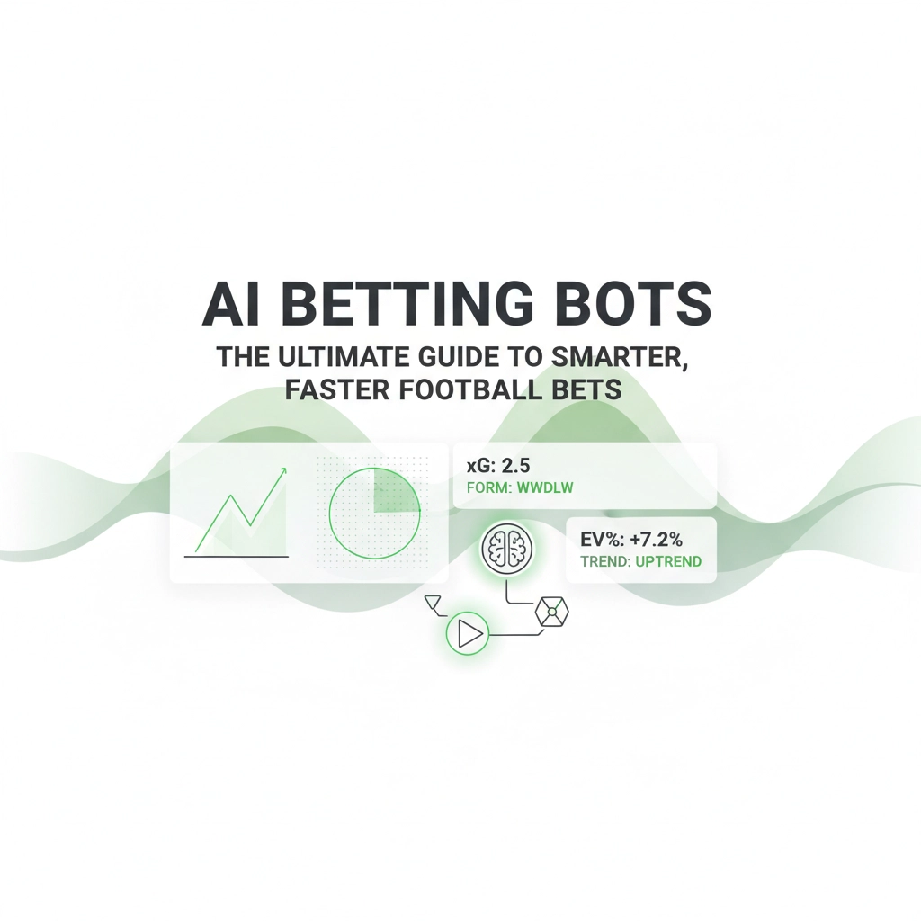 Hero cover for 'AI Betting Bots' guide with green data graphics and abstract waves in the background, conveying AI-driven football betting insights.